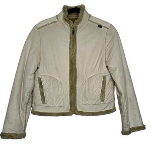 Skea Cream/Beige Faux Suede/Fur Short Winter Jacket Sz S/M